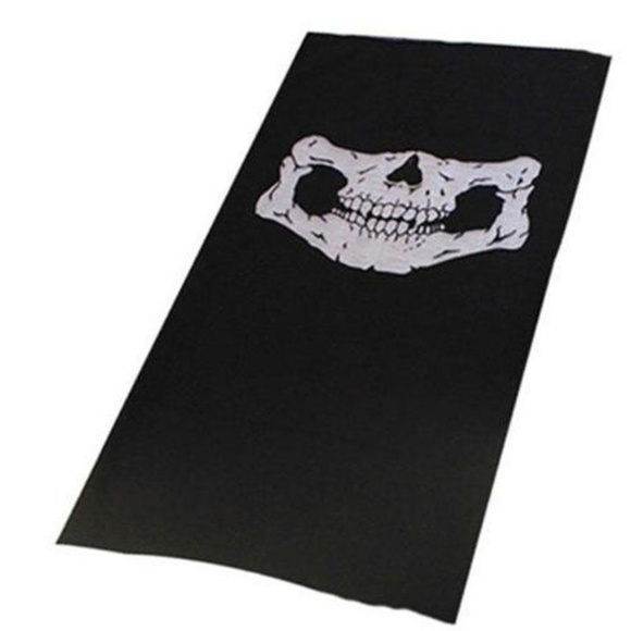 Black & White Skull Biker Ski Mask Neck Warmer O/S - Picture 4 of 7